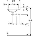 Geberit Handwaschbecken Light iCon 380x280mm o ÜL mit HL rechts weiß matt