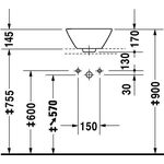 Duravit Aufsatzbecken STARCK 1 m ÜL o HLB o Hahnloch d= 330mm* weiß WG