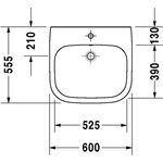 Duravit Waschtisch D-CODE VITAL m ÜL HLB 600x550mm 1 Hahnloch weiß