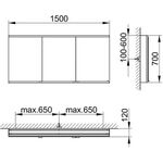 Keuco Spiegelschrank ROYAL MODULAR 2.0 Breite 1500mm Höhe 700mm Tiefe 120mm