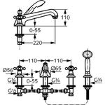 Kludi WF und Brausearmatur ADLON DN 15 Ausladung 220mm chr
