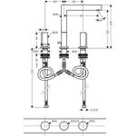 3-Loch-Waschtischarmatur AXOR UNO 200 Zerogriff brushed nickel