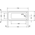 Duravit Rechteck-Whirlwanne D-CODE 120 l 170x75 we 1 RS Jet Project