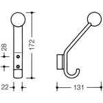 Hewi Garderobenhaken SERIE 477 172mm h m Kg und Distanzstück aquablau