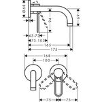 Einhebel-Waschtischmischer AXOR UNO 165 UP Bügelgriff Wandmontage brushed brass