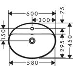 HG Aufsatzwaschtisch Xuniva D mit Hahnloch mit Überlauf 600x450mm weiß