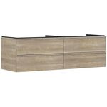 HG Waschtischunterschrank Xelu Q 1560x485x550mm eiche natur Griff chrom