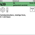 Sechskantmutter DIN 439/ISO 4035 FormB BM 5 Automatenstahl galv.verz. 100St. - VPE: 100