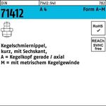Kegelschmiernippel DIN 71412 FormA-M AM 8x 1 SW 9 A 4 50 Stück - VPE: 50
