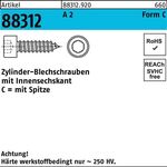 Zylinderblechschraube R 88312 Spitze/Innen-6kt C 4,8x 70 A 2 200 Stück - VPE: 200