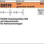 Klappdübel R 88519 Hakenschraube KDH 4x95 Stahl galv.verz. 25St. FISCHER - VPE: 25