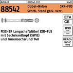 Rahmendübel R 88542 SXR 10x 80 FUS Schraube Sta verz./Dübel-Nylon 50St. FISCHER - VPE: 50