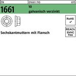 Sechskantmutter EN 1661 Flansch M12 10 galv.verz. 250 Stück - VPE: 250
