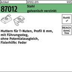 T-Nutenmutter R 87012 Führungssteg/o.Potenzialausgl. 8mm M8 galv.verz. 1000St. - VPE: 1000