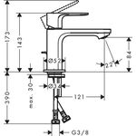 HG Einhebel-Waschtischmischer Rebris S 80, mit Zugstangen-Ablaufgarnitur chrom