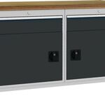 Werkbank grau lichtgrau B1500xH859xT750mm Multiplex 40mm 2 Schubl.2 Türen