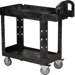 Tischwagen 2 Ladeflächen L770xB420mm schwarz Trgf.226kg Holme/Ladefläche PP