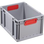 Transportstapelbehälter L400xB300xH220mm grau PP geschlossener Griff rot