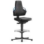 Arbeitsdrehstuhl Nexxit Gleiter+Fußring Kunstleder schwarz Griff blau 570-820mm