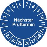 Mehrjahresprüfplakette D.20mm Nächster Prüftermin 2023-2028 Folie