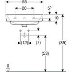 Geberit Aufsatzwaschtisch RENOVA PLAN m HL mit Überlauf 550x440mm weiß KT