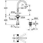 GROHE WT-Einlochbatt. Atrio Private C. 21142 XL-Size Knopfbetätigung chrom