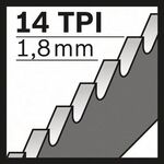 Säbelsägeblatt S 1122 BF L.225mm B.19mm TPI 14 1,8mm geschr.,gefr.5er Pk.BOSCH