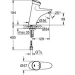 Grohe Selbstschl.-WTB EURODISC SE 1/2Zoll o Mischung 6 V Batt chr