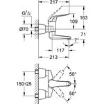 Grohe EH-WTbatt EUROECO SPECIAL 1/2Zoll Ausl 214mm absp. S-Anschlüsse chr
