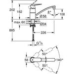Grohe EH-Spültischbatterie EUROSMART C 1/2Zoll fla Ala Vor-Fenster-Montage chr
