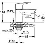 Grohe Standventil BAUEDGE 1/2Zoll XS-Size chr