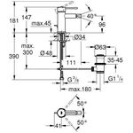 GROHE Einhand-Bidetbatterie Essence 1/2Zoll wa sun
