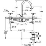 Grohe 3-Loch-WT-Batterie ATRIO Rohrauslauf hard graphite gebürstet