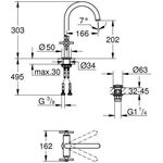 Grohe WT-Einlochbatterie ATRIO 1/2Zoll, L-Size chrom