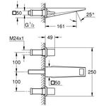 Grohe 3-Loch-WT-Wandbatterie ALLURE BRIL FMS Ausl 161mm hard graphite gebürstet