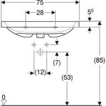 Geberit Waschtisch iCon Light 750x420mm verk. Ausldg m HL m ÜL weiß KT