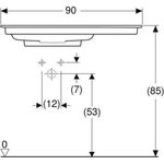 Geberit Möbelwaschtisch ONE we mit Hahnloch 900x475mm Ablage rechts