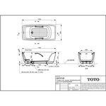 TOTO FLOATING Badewanne freist mit Wannengriff eckig we matt