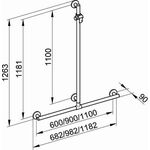 Keuco Duschhandlauf PLAN CARE m Bsta 1182/1263mm Alu sil-elo/verchr