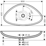 Waschschüssel AXOR MASSAUD Aufsatzbecken 800mm weiß