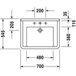 Duravit Waschtisch STARCK 3 VITAL m ÜL HLB 700x545mm 1 HL SeiSp li we WG