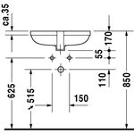 Duravit Einbauwaschtisch HAPPY D.2 m ÜL o HLB 480x345mm ohne Hahnloch weiß