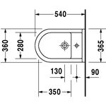 Duravit Wand-Bidet STARCK 3 m ÜL HLB 360x540mm 1 Hahnloch weiß