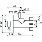 SCHELL Design-Eckventil 4WING 1/2Zoll chrom