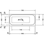 Duravit Rechteck-Badewanne HAPPY D.2 1 Rückenschräge rechts 1700x750mm weiß