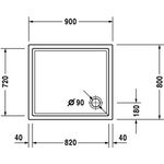Duravit Rechteck-Duschwanne STARCK SLIML mit Antislip 900x800x45mm weiß