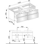 Keuco Waschtischunterbau EDITION 400 1400x546x535mm m HL-Boh ant