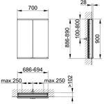 Keuco Spiegelschrank ROYAL MODULAR 2.0 Breite 700mm Höhe 900mm Tiefe 120mm