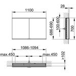 Keuco Spiegelschrank ROYAL MODULAR 2.0 Breite 1100mm Höhe 700mm Tiefe 120mm