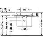 Duravit Waschtisch DURASQUARE COMPACT o ÜL m HLB 600x400mm ohne Hahnloch weiß